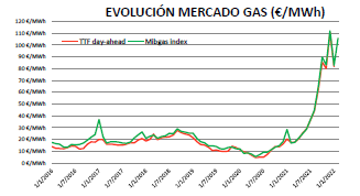 EVOLUCION DE LOS PRECIOS DE ELECTRICIDAD Y GAS